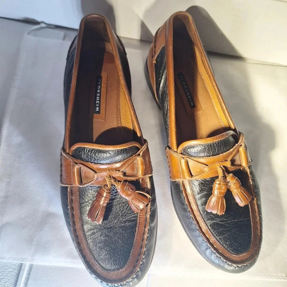 FLORSHEIM Mens Slip On Shoes With Tassels Two Tone Black & Brown 11.5 - Picture 5 of 13